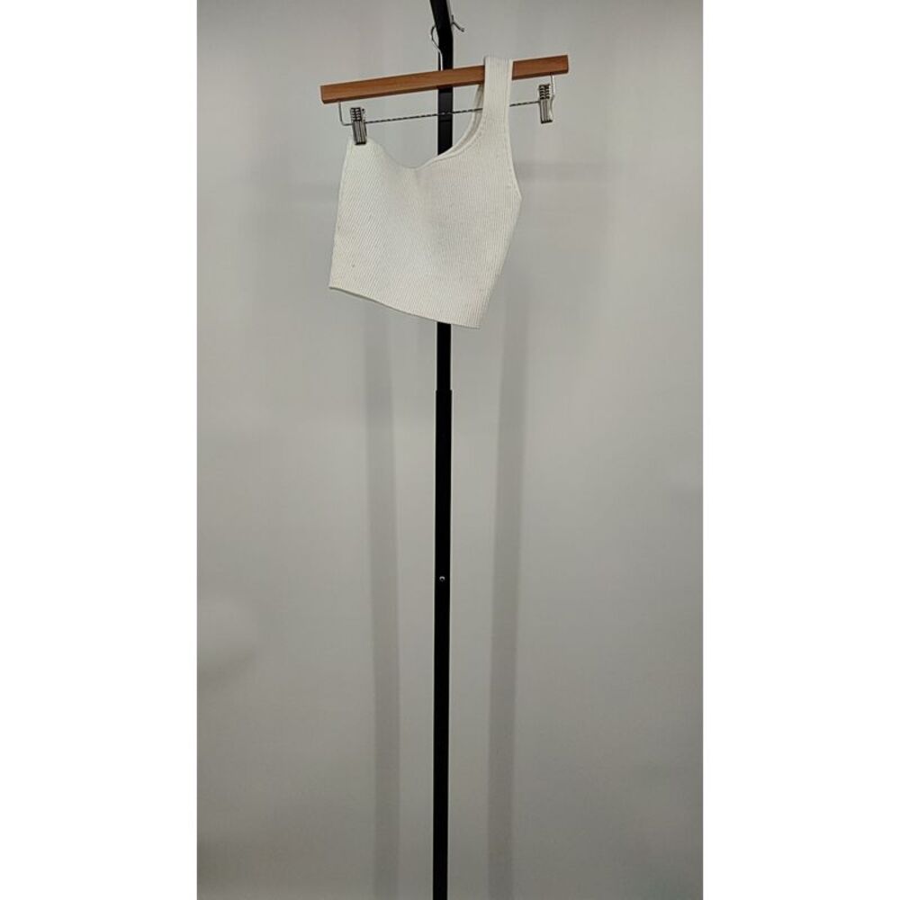 Quince White Knit Square-Neck Crop Tank